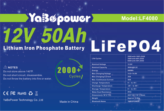 12v 50ah Lifepo4 Rechargeable Battery Pack 2000 Deep Cycles