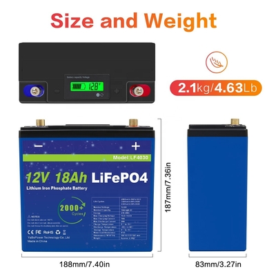 12v 18ah Lifepo4 Battery Lithium Ion Small Discharge Current 9A