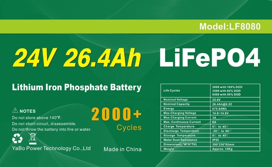 26.4Ah 24V Lifepo4 Battery Marine Longer Service Life