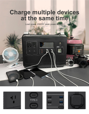 Outdoor 2000W Two-Way 2000W Quick AC Output Multifunction Power Bank 2000W Solar Portable Generator