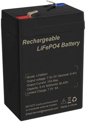 Lithium Iron Phosphate Deep Cycle LiFePO4 Battery Lithium 6V 6Ah 6.4V For Toys UPS
