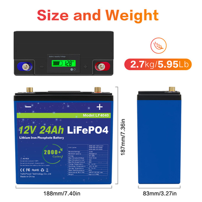 Lightweight 12v 24ah Lifepo4 Battery Portable Design For Boats / Golf Carts